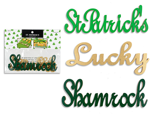 6pk St. Pat's Plywood Cut-Outs. 3 Styles/Pack. Pbh.