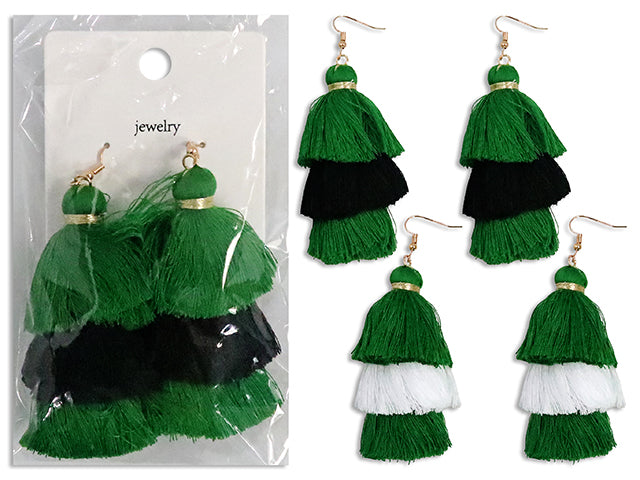 3in St. Pat's 2-Tone Tassel Earrings. t.o.c.