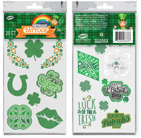 St Patricks Day Prism Foil Glitter Metallic Flash Tattoos