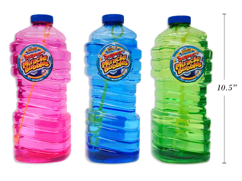 64Oz Super Miracle Bubbles. 3 Asst.Bottle Colors.