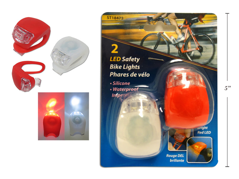 2Pk B-O 2-Led Silicone Waterproof Safety- Bicycle Light. Asst.Cols-Pack. Slide Blister.