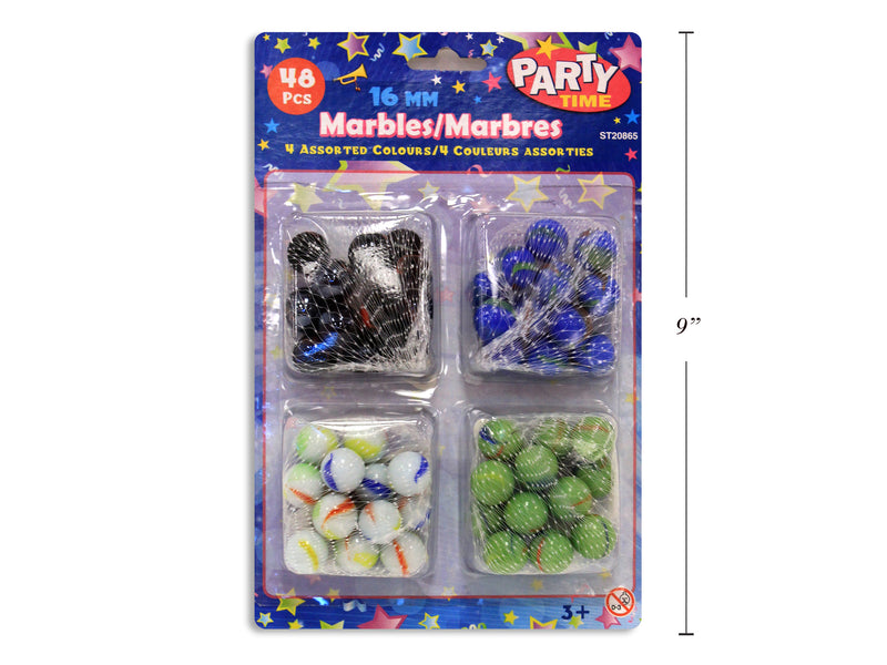 4Pk 48Pcs 16Mm Assorted Marbles. B-C.