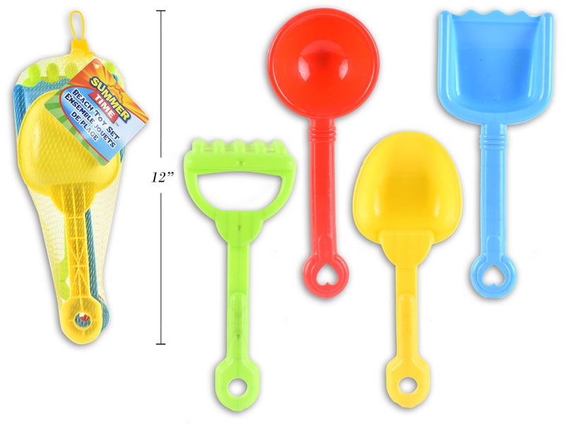 Shovel And Rake Beach Toy Set 4 Pack