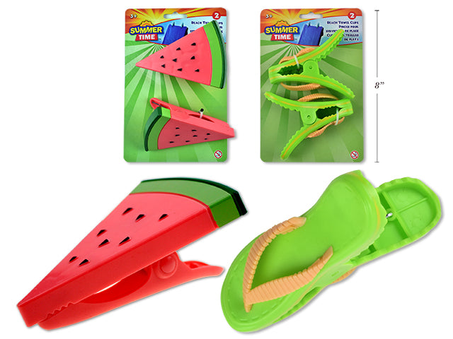 Watermelon Flip Flop Beach Towel Clips