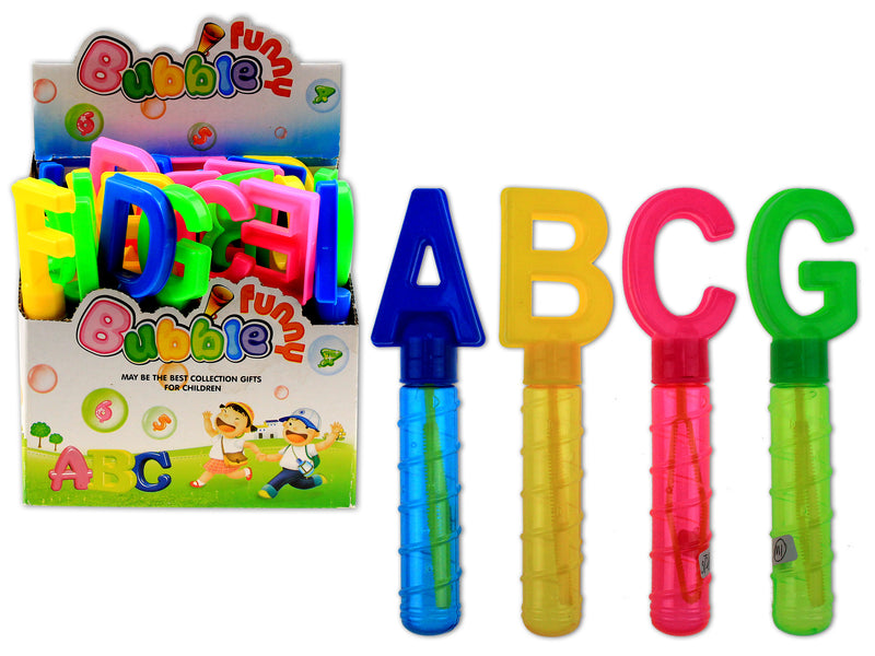 9.75in 2oz Alphabet Bubble Wand in Dsp. Assorted Styles.