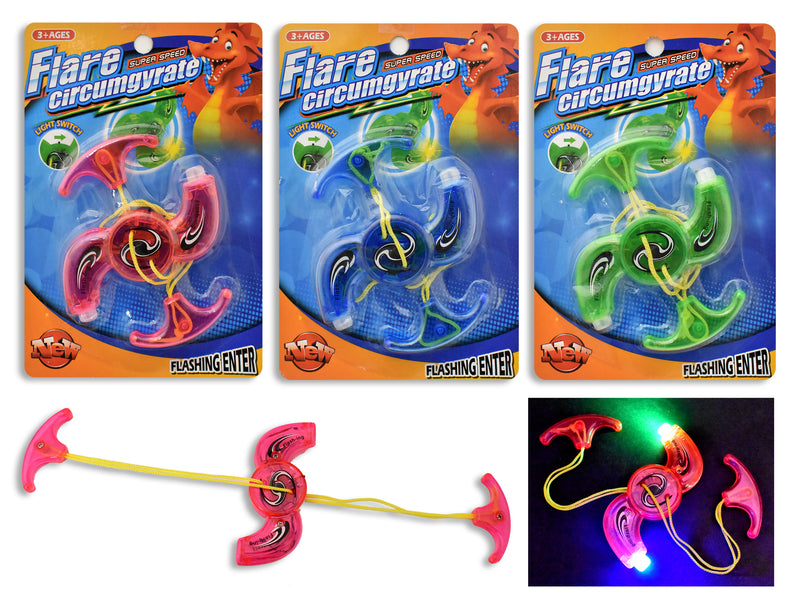 4in B/O Light up Pull String Spinner. 2 Cols: Blue / Red b/c.