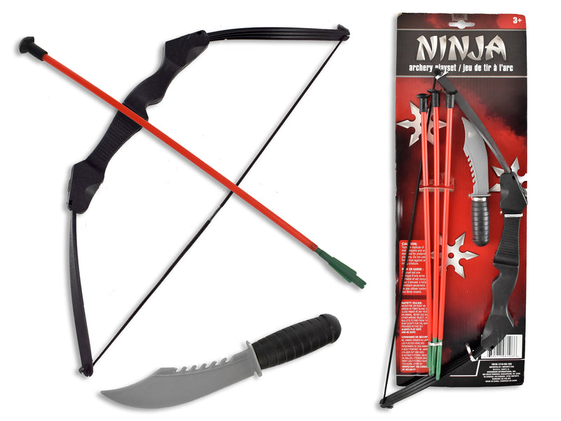 Set/5 Ninja Archery Playset. T.o.c. Incl: 17.5in Bow/3 x 14in Darts /6.25in Knife.