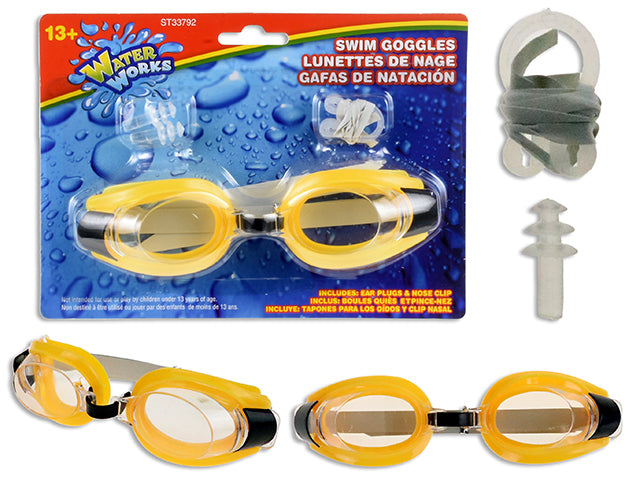 Advanced Swim Goggles W/Ear Plugs & Nose Clip,