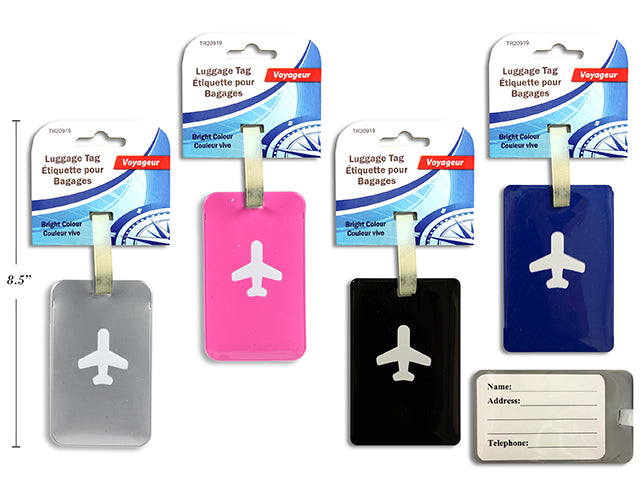 4.5in x 2.75in PVC Luggage Tag. 4 Asst.Colours. h/c.