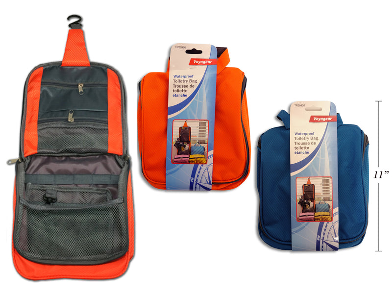 Waterproof Travel Toiletry Bag. 2 Cols: Blue - Orange. Sleeve Holder.