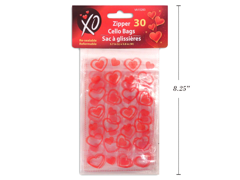 Valentine Resealable Zipper Cello Bags