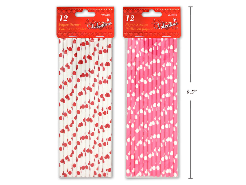 Valentines Paper Straw 12 Pack