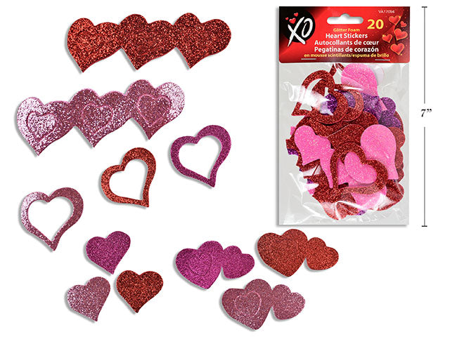 Valentine Glitter Foam Heart Stickers