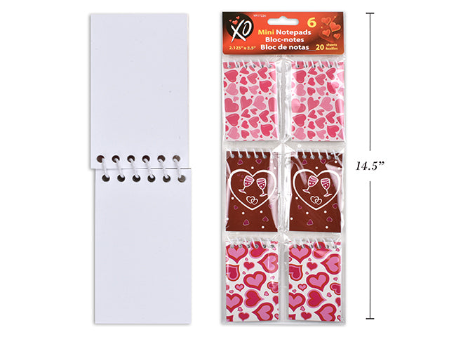 Mini Valentines Notebook 6 Pack