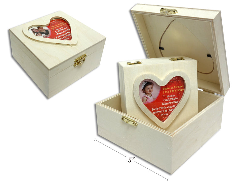 Small  Craft Heart Photo Memory Wooden Boxes. 2 Sizes. Insert Paper.