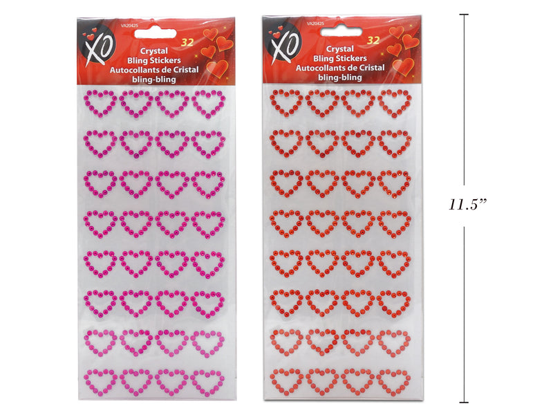 Valentines Heart Crystal Bling Stickers 32 Stickers