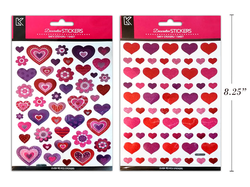 Valentines Sparkle Foil Stickers. Pbh.