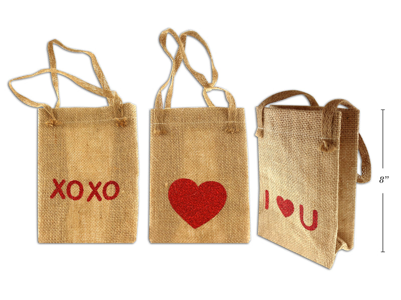 Valentines Burlap Tote Bag