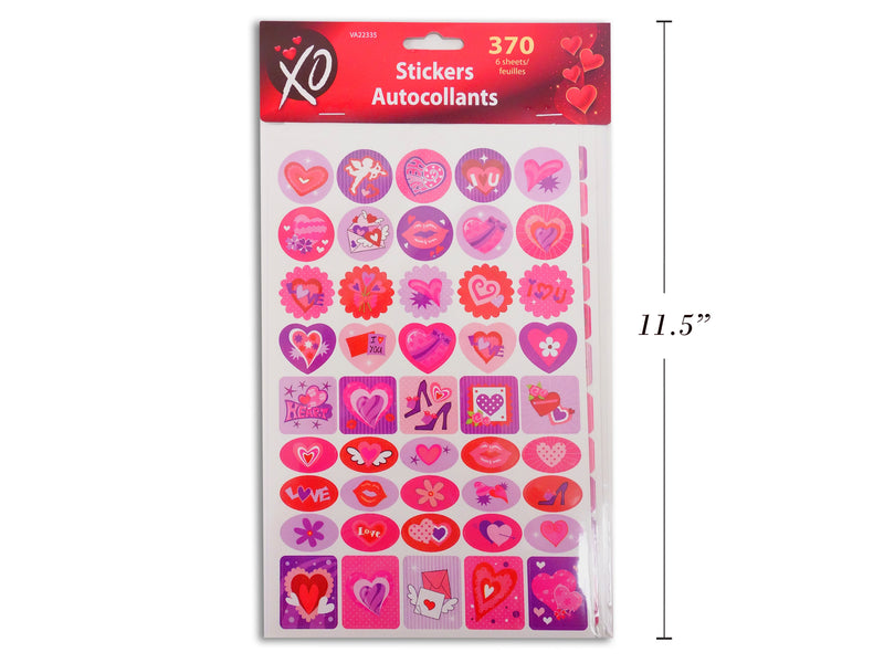 370Pcs Valentine 6-Sheet Stickers. Pbh.