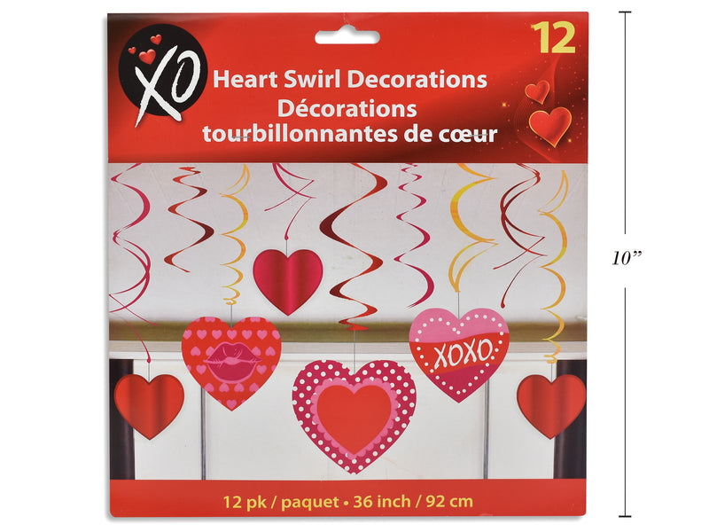 Valentine Foil Heart Swirl Decoration 12 Pack