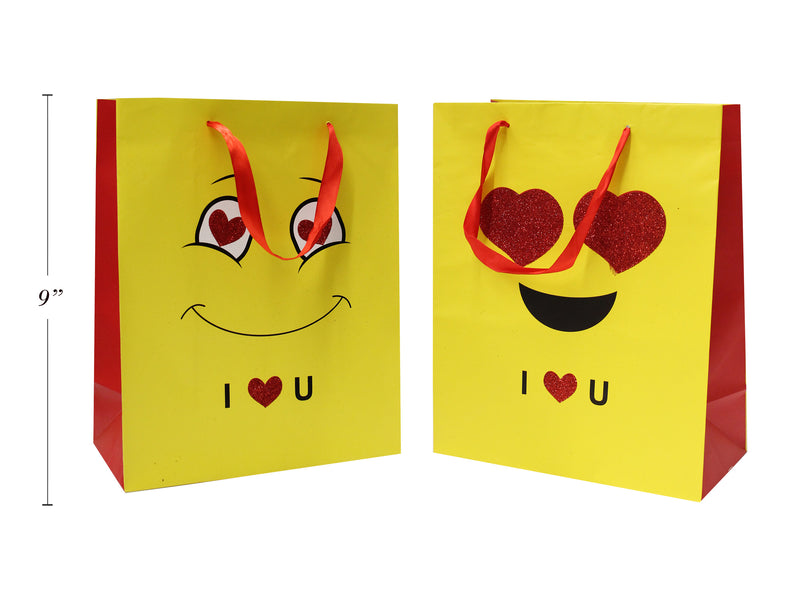 Valentines Matte Emoji Glitter Gift Bag Medium