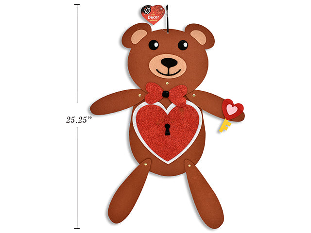 Valentine 3D Felt Jointed Bear With Glitter