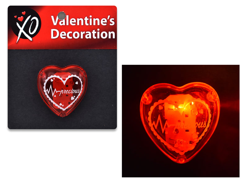 Valentines Battery Operated LED Light Up Flashing Heart Pin