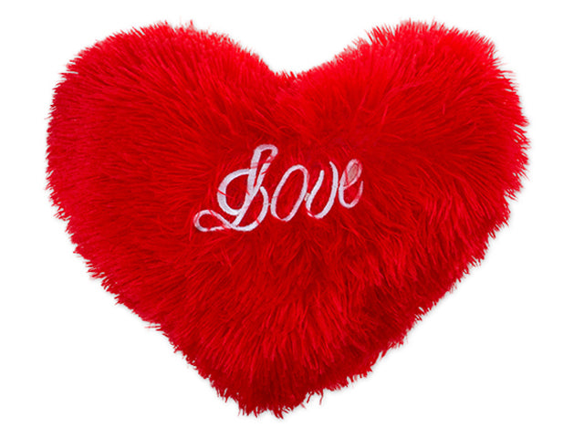 Soft Plush Embroidered Heart Pillow Small