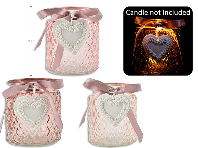 Valentines Embossed Glass Candle Holder