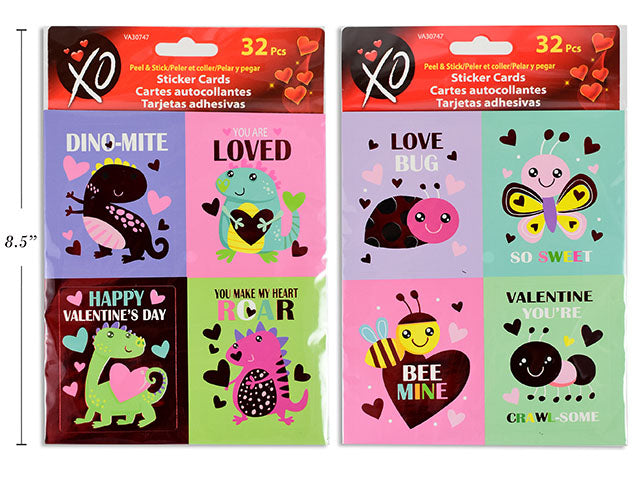 Valentines Peel And Stick Foil Sticker Cards