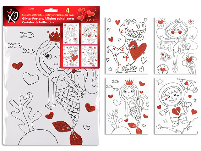 Valentines Color Your Own Valentines Glitter Posters