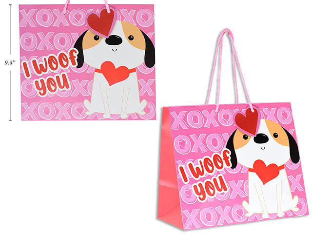 Valentines Matte Gnome Horizontal Gift Bag Medium