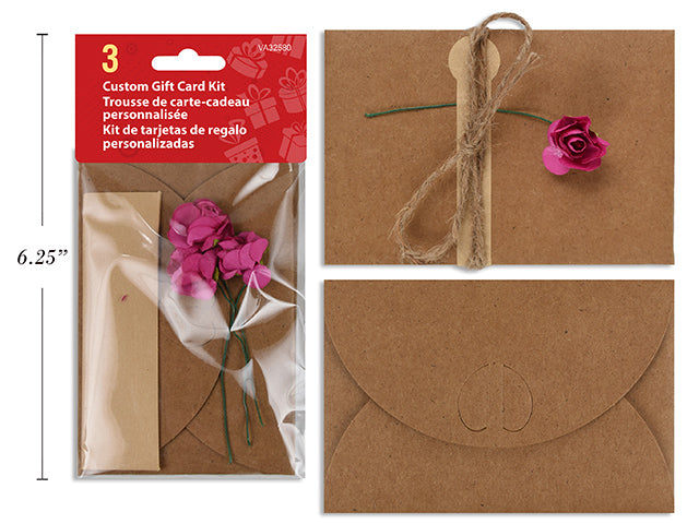 Valentines Kraft Custom Gift Card Kit With Paper Flowers