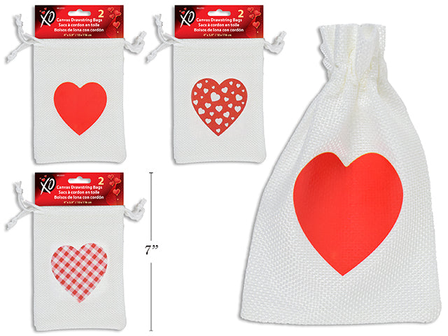 Valentines Printed Canvas Drawstring Bag