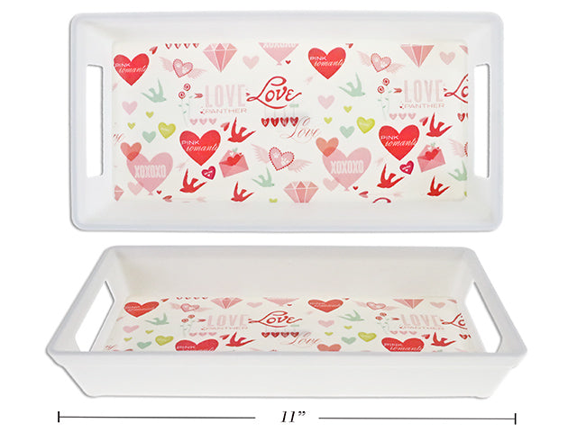 Valentines Printed Rectangular Serving Tray With Handle