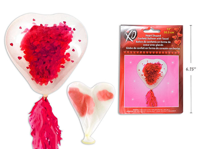 Valentines Heart Shaped Confetti Tassel Balloon