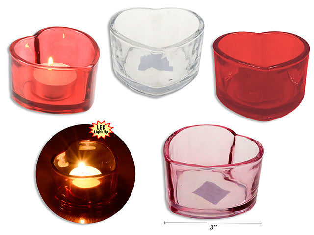 Valentines Tinted Heart Shaped Tea Light Holder