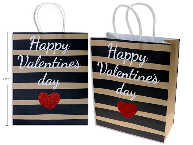 Valentines Kraft Gift Bag With Red Glitter Large