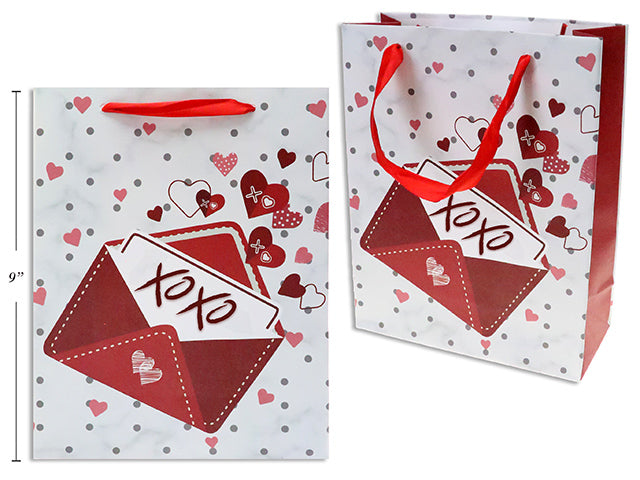 Valentines Matte Carrara Marble Gift Bag Medium