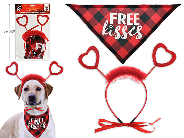 Valentines Pet Costume Headband With Bandana