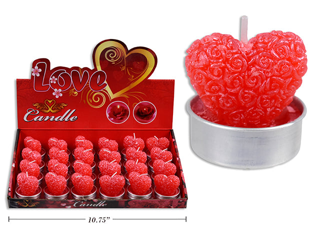 1.75in x 1.5in V'tine Heart Decorative Candle. 24/Fty Display.