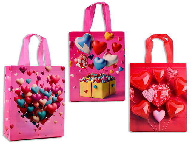 12.5in x 10in Heart Non-Woven Bag. 3 Asst.Styles. Cht.