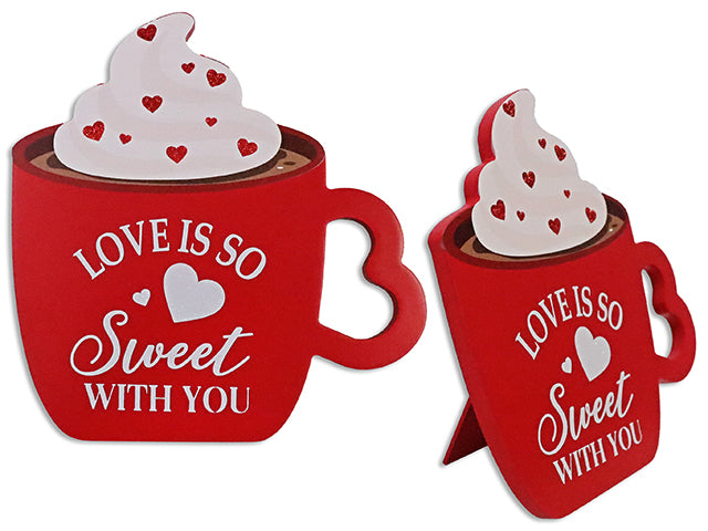 7.48in x 7.87in Die-Cut MDF Coffee Mug Tabletop Decor w/Stand.