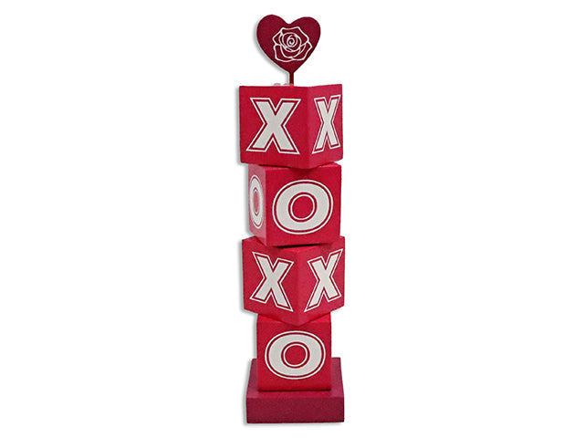 8.46in x2.16in MDF Heart Stacking Tower Tabletop Decor.