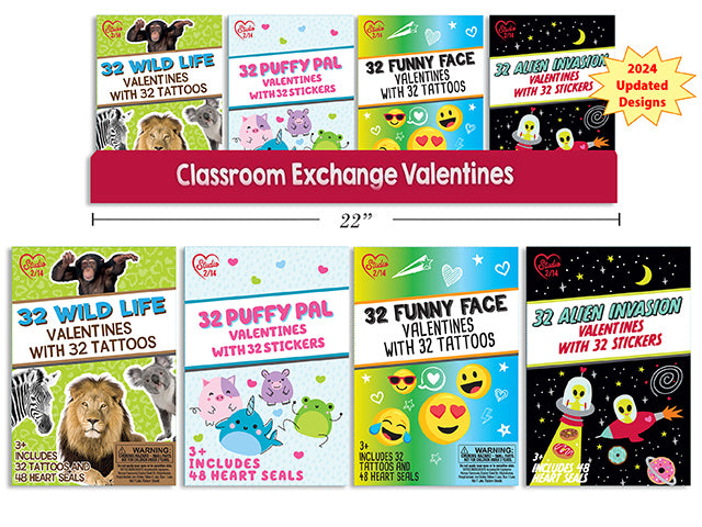 Valentines Deluxe Licensed Wild Life Exchange Cards With Stickers And Tattoos