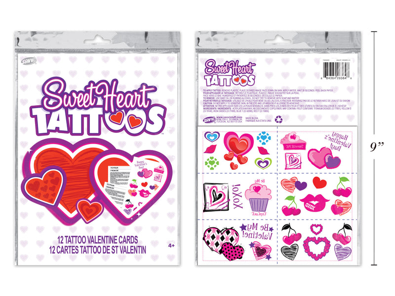 Valentine Sweet Heart Tear And Share Tattoo Cards 12 Pack