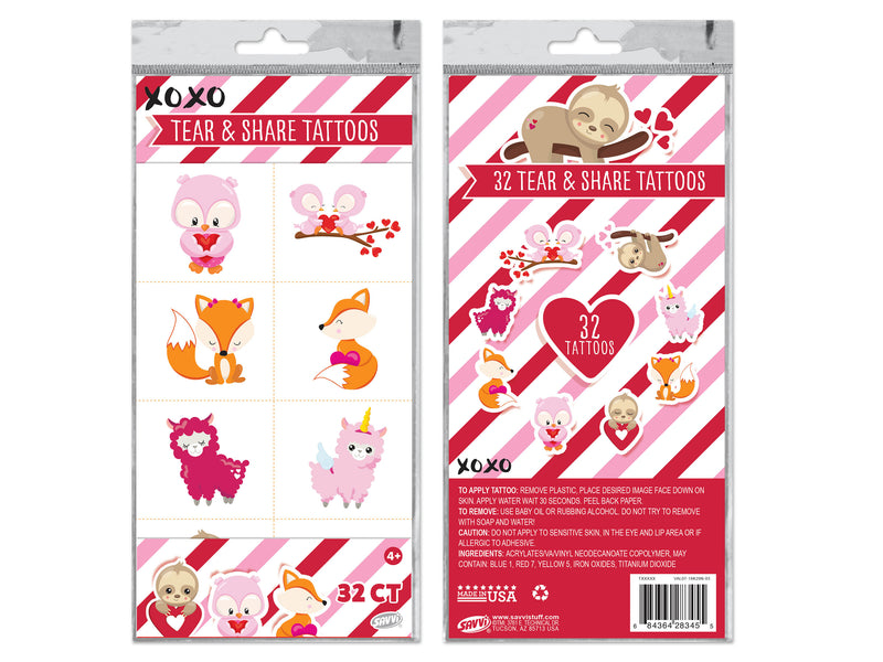 Valentine Tear And Share Tattoos Cards 32 Pack