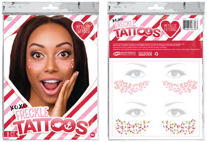 Valentines Freckle Face Tattoos 8 Pack