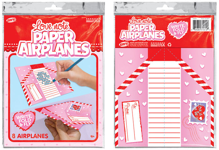 Valentine DIY Love Note Paper Airplanes Sharing Cards 8 Pack