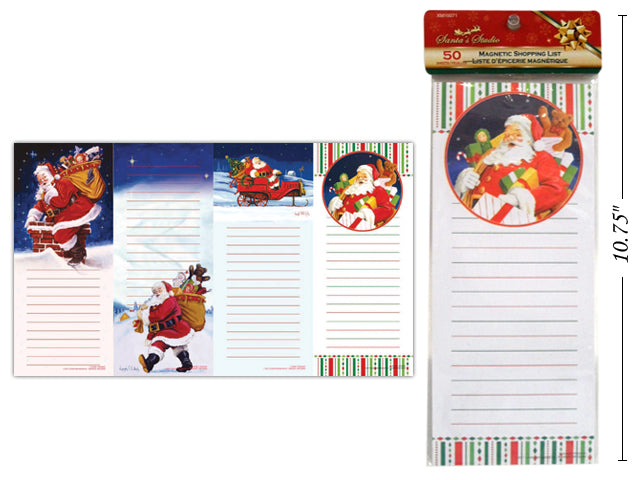 50-Sheets Xmas Magnetic Shopping List 9in x 3.75in, 4 Asst., pbh